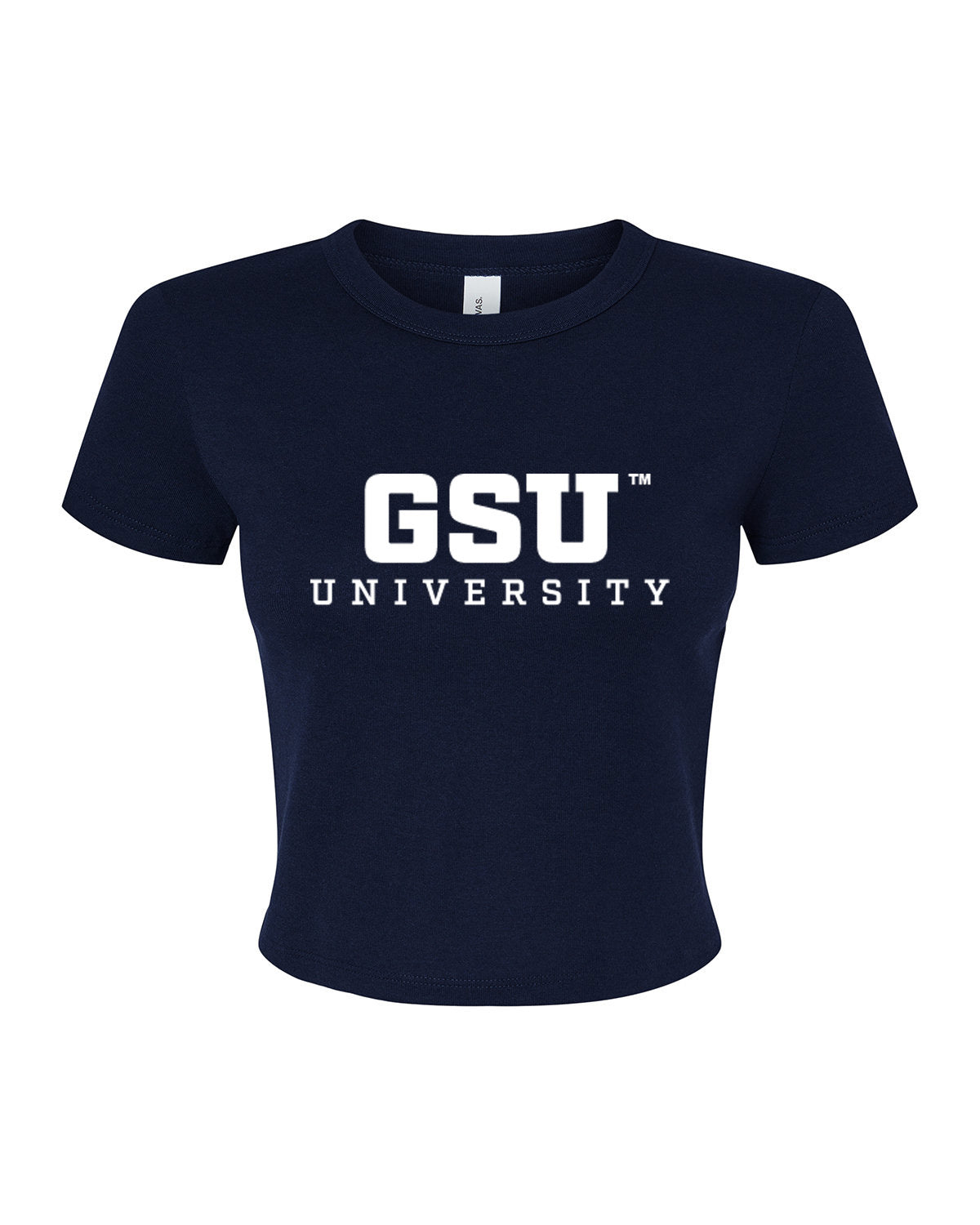 GSU University Women's Micro Rib Baby Tee-Navy