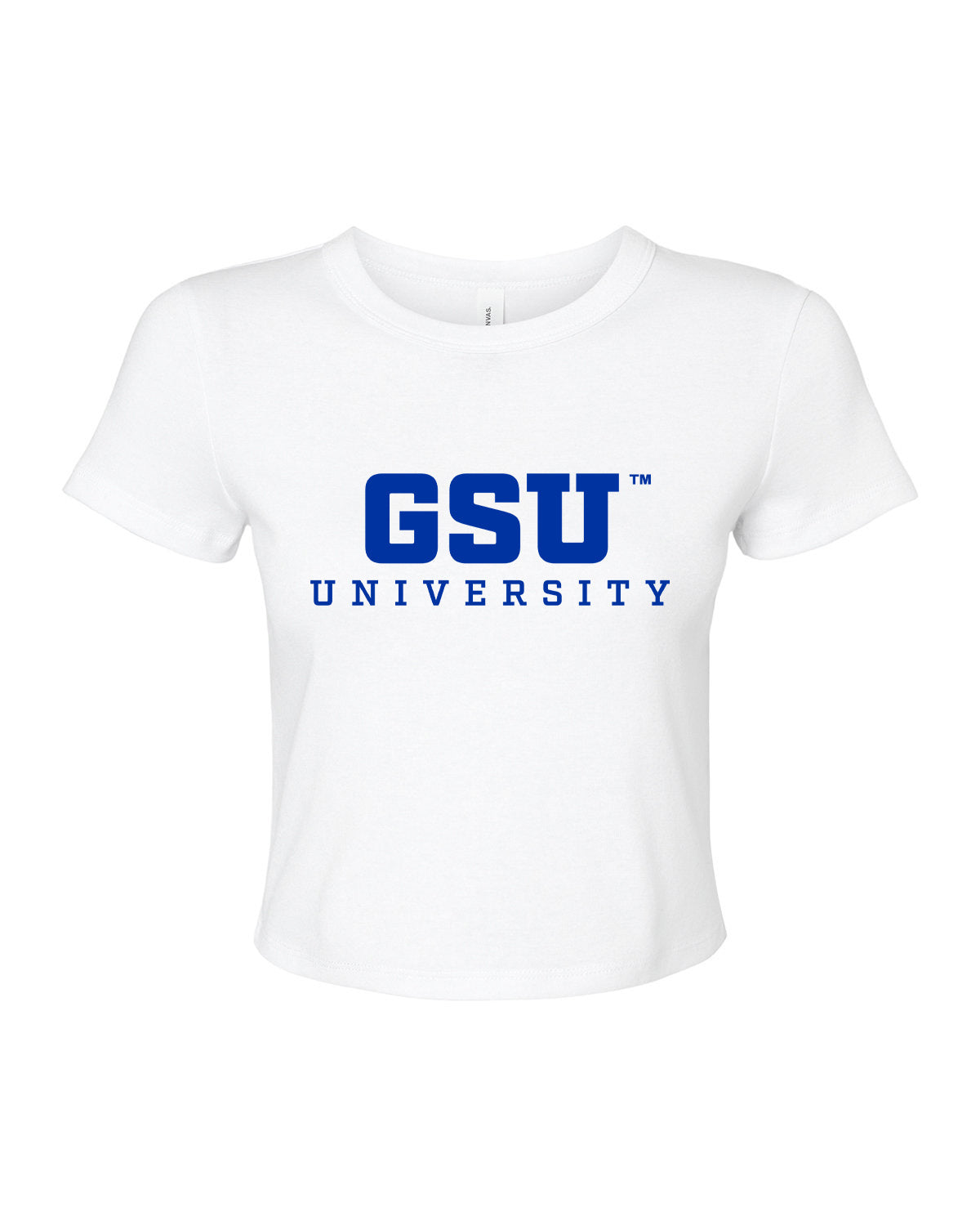 GSU University Women's Micro Rib Baby Tee-White