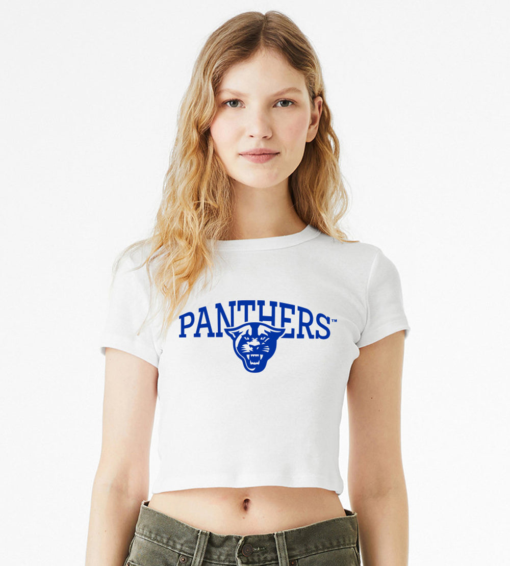 Panthers Women's Micro Rib Baby Tee- White