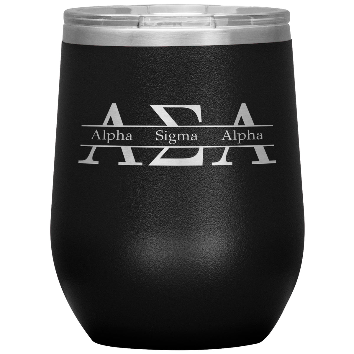 Alpha Sigma Alpha Sorority, Greek letters Logo, 12oz Wine Insulated Tumbler