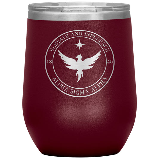 Alpha Sigma Alpha Sorority, Phoenix Logo, 12oz Wine Insulated Tumbler