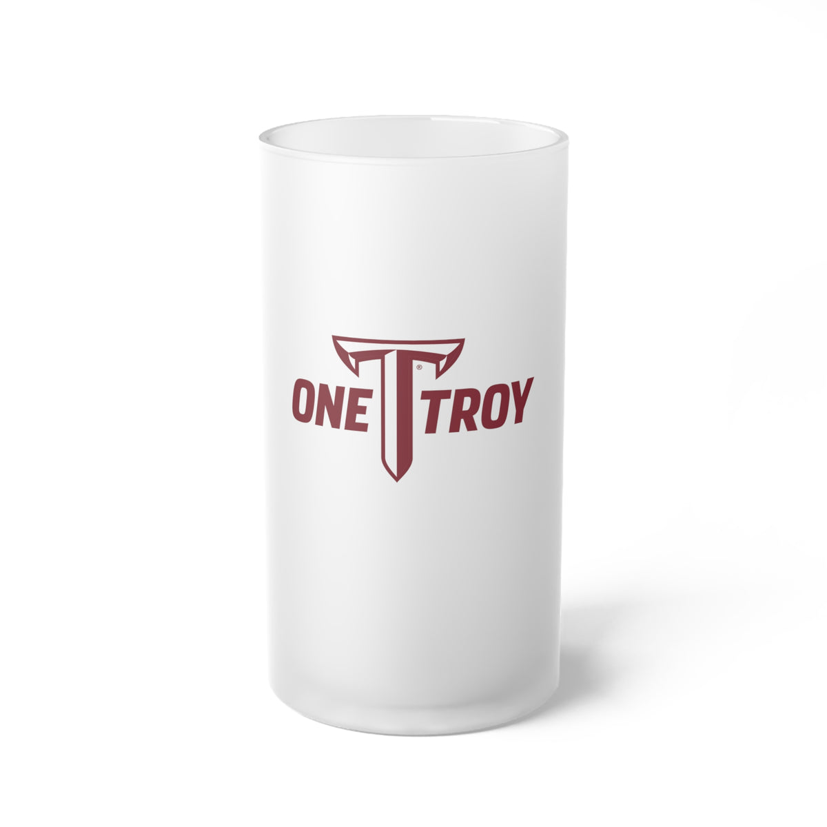 Troy University, Troy Logo, Frosted Glass Beer Mug
