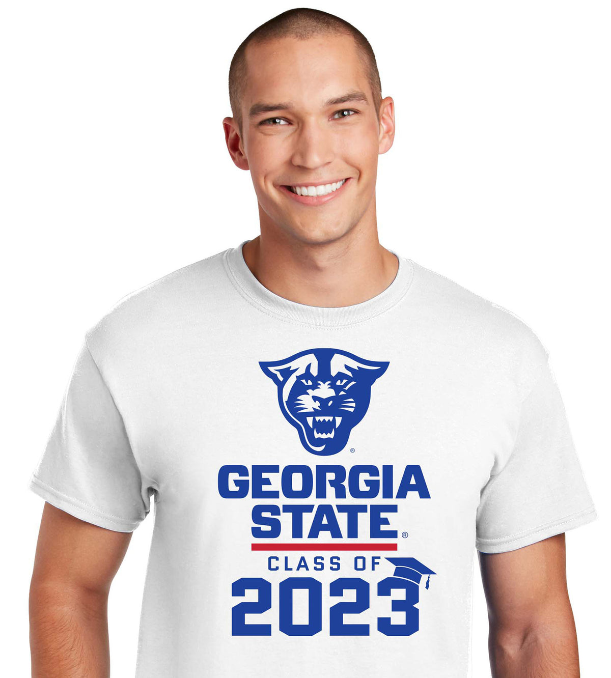 Class Of 2023 Panthers Georgia State 50 Cotton/50 Poly T-Shirt- White