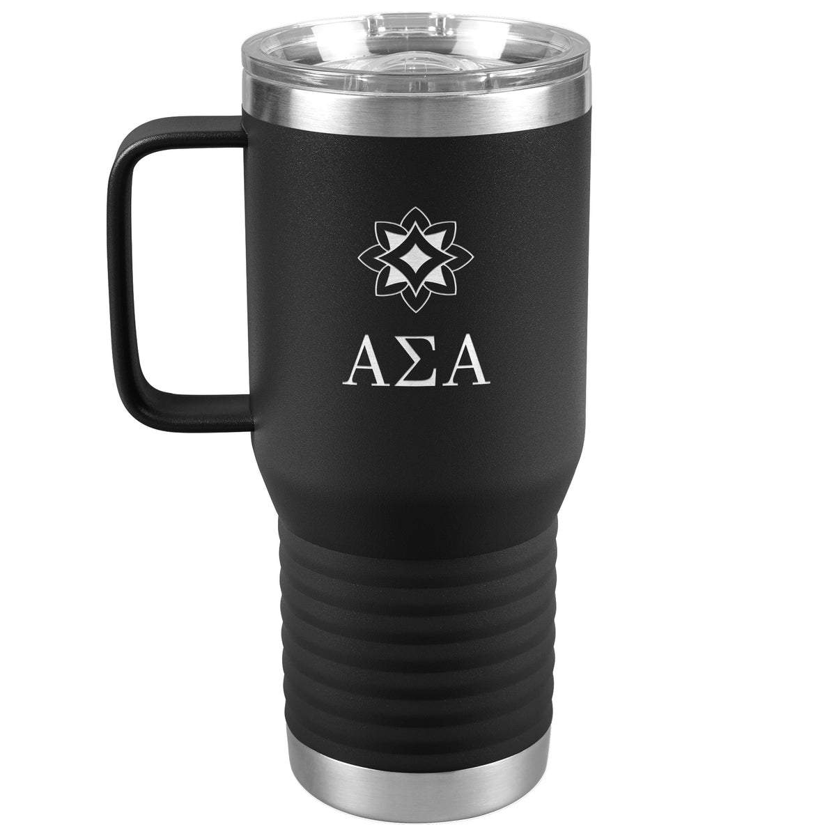 Alpha Sigma Alpha Sorority, Greek Letters Flower Logo, 20oz Travel Tumbler