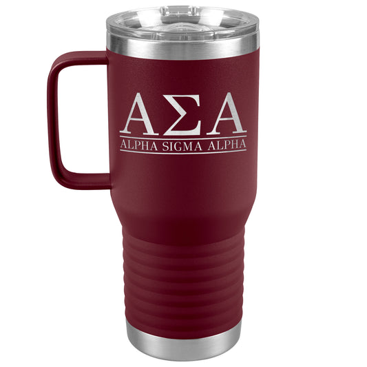 Alpha Sigma Alpha Sorority, Greek Letters, 20oz Travel Tumbler