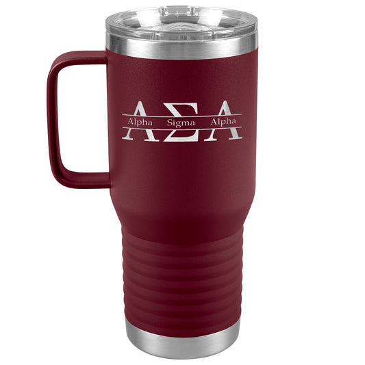 Alpha Sigma Alpha Sorority, Greek Letters Logo, 20oz Travel Tumbler