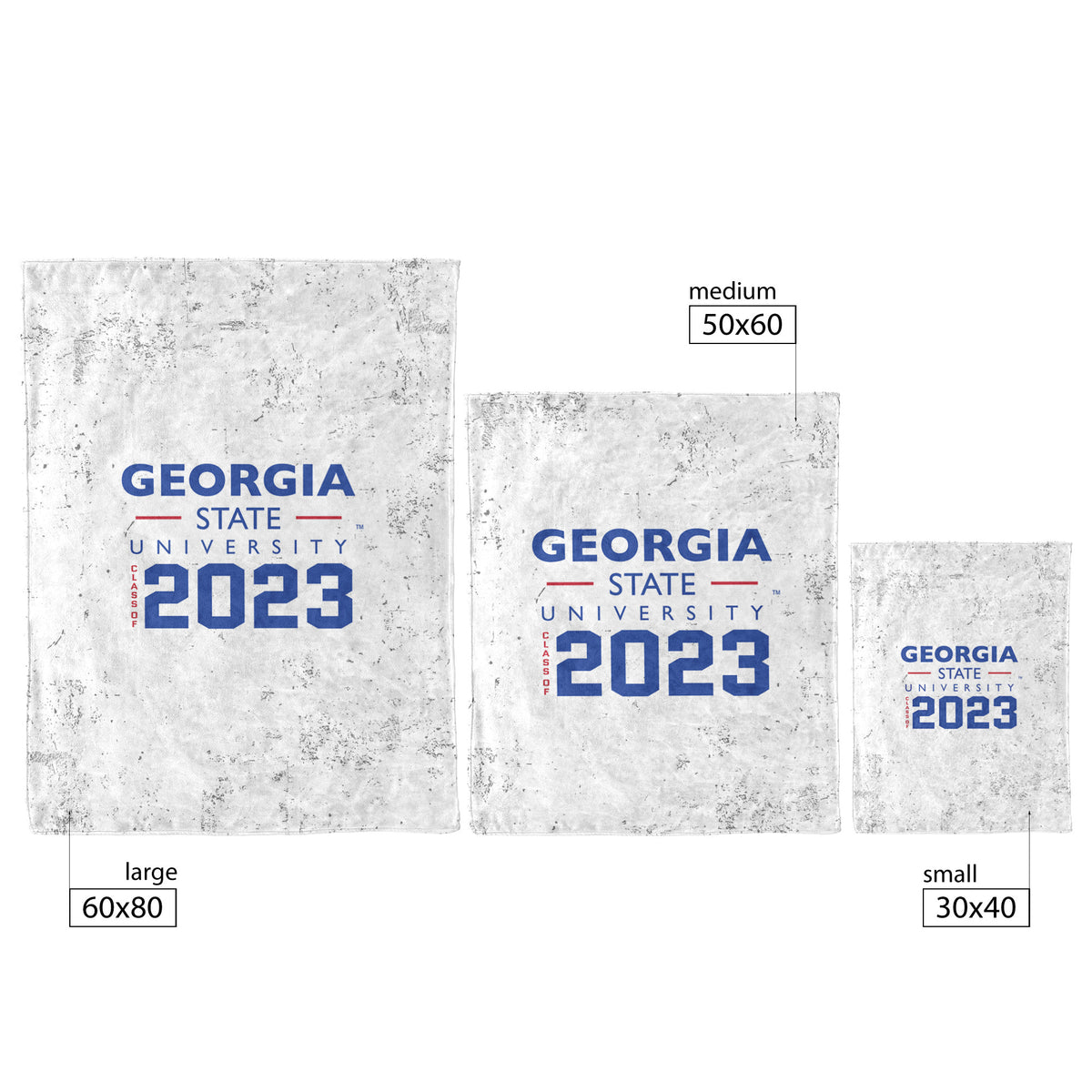 Georgia State University, Class Of 2023, White, Fleece Blanket