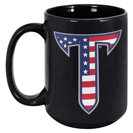 Troy University, American Flag Logo, 15oz Black Mug
