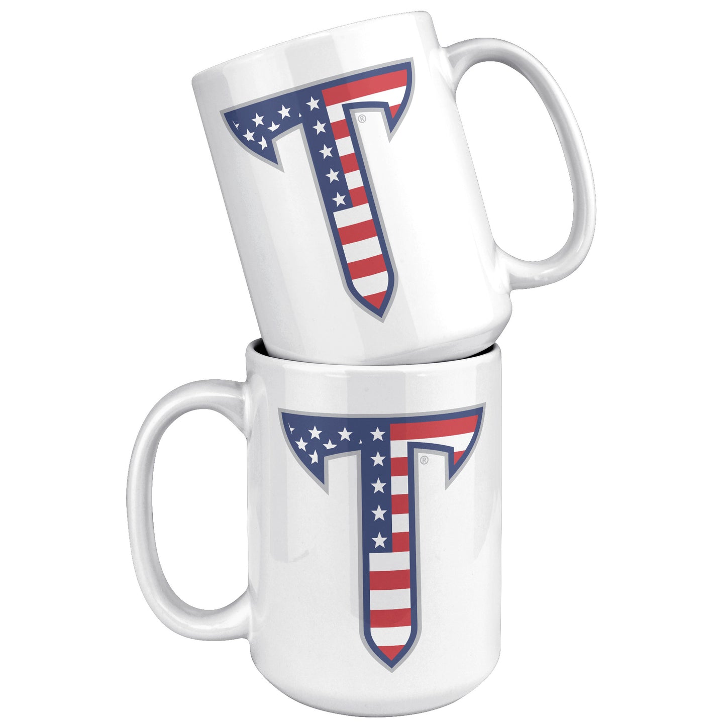 Troy University, American Flag Logo, 15oz White Mug
