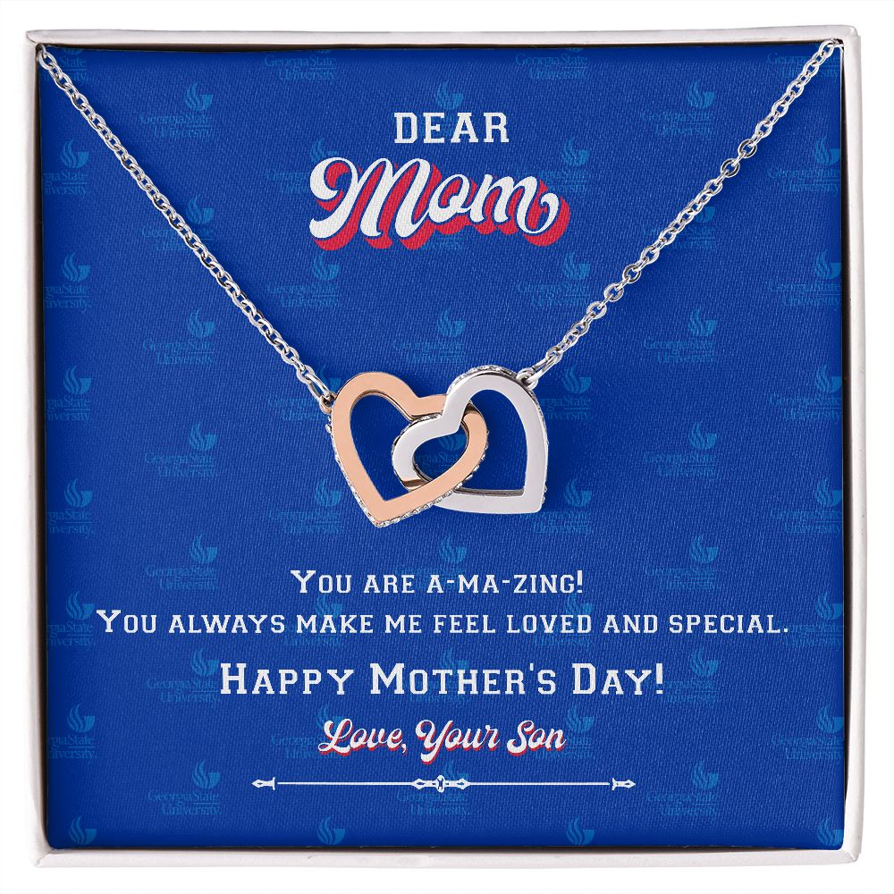 To My Mom, Georgia State University, Interlocking Hearts Necklace, From Son