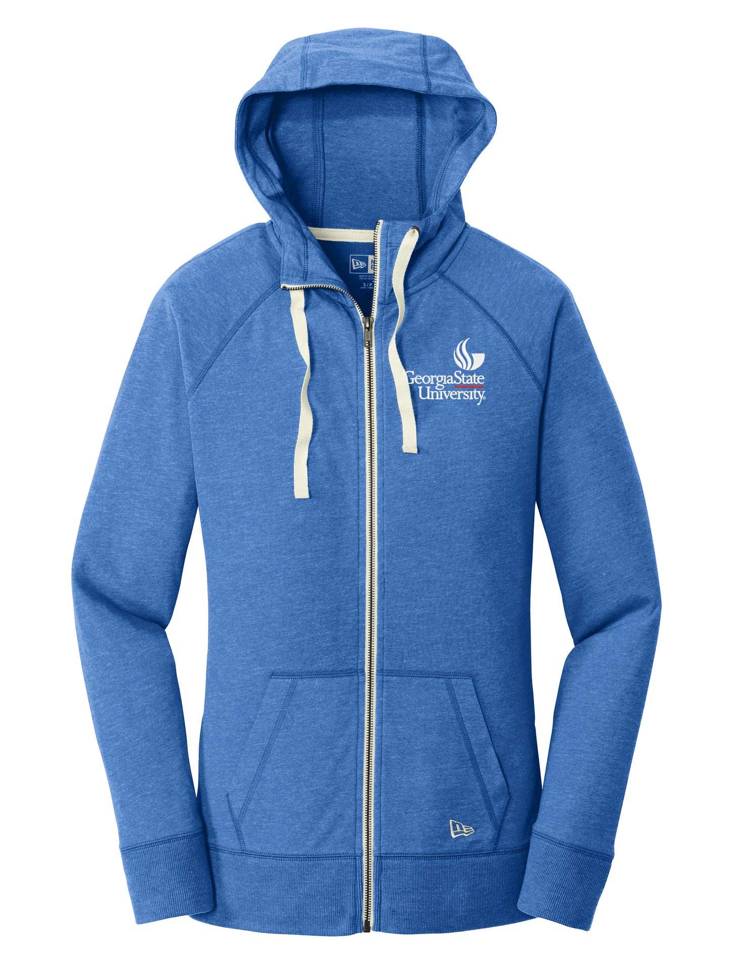 Georgia State University Ladies Sueded Cotton Blend Full-Zip Hoodie-Royal Heather