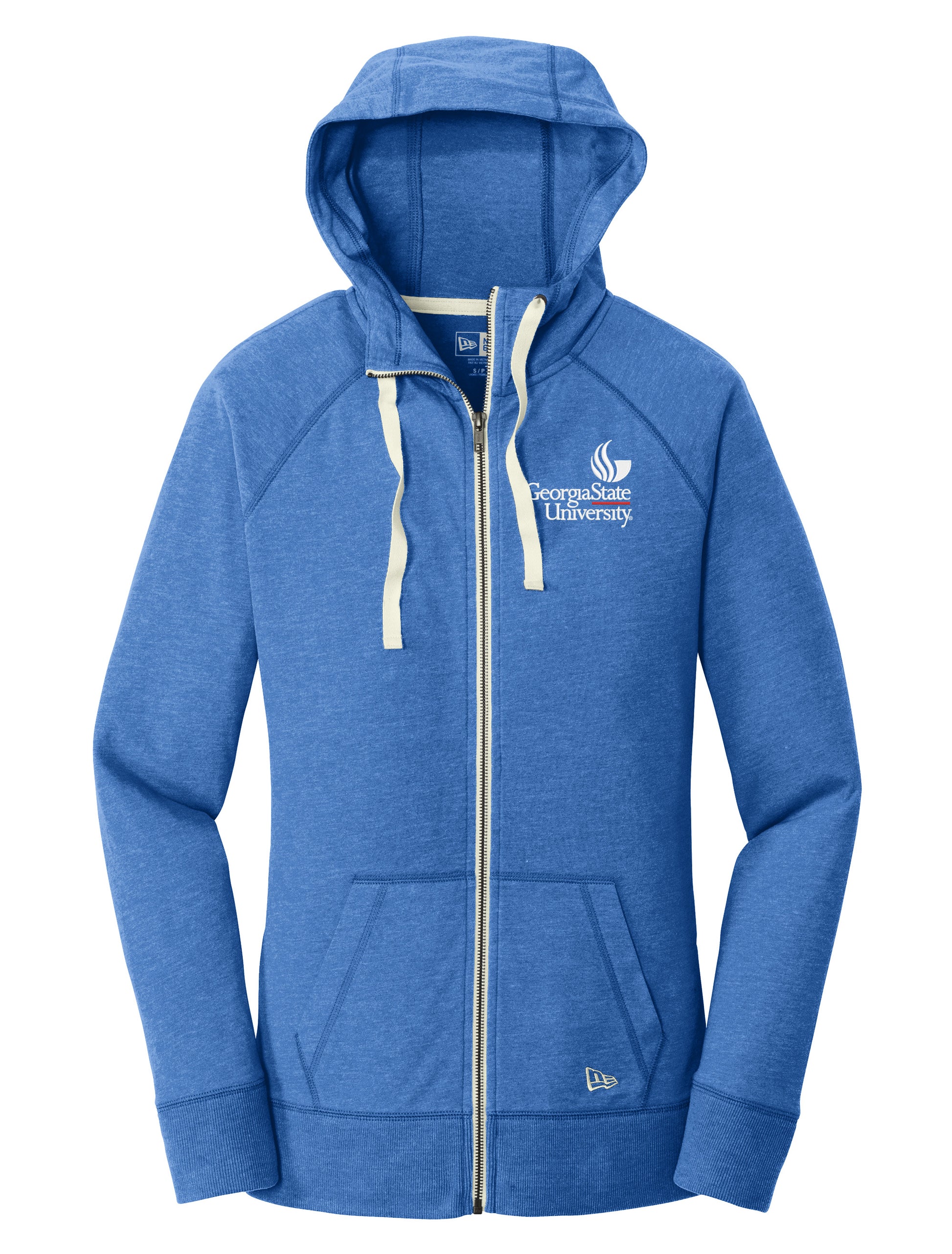 Georgia State University Ladies Sueded Cotton Blend Full-Zip Hoodie-Royal Heather