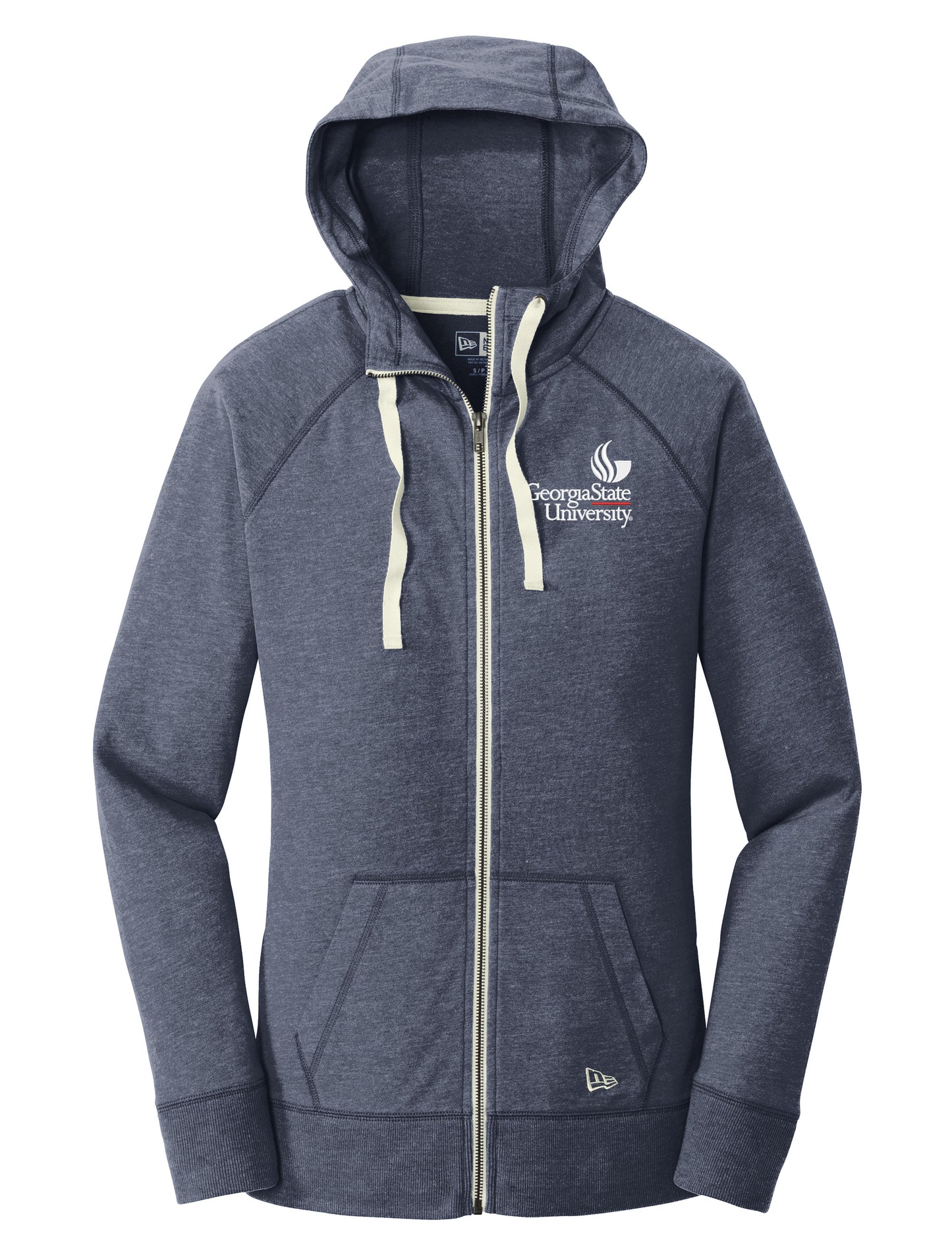 Georgia State University Ladies Sueded Cotton Blend Full-Zip Hoodie-True Navy Heather