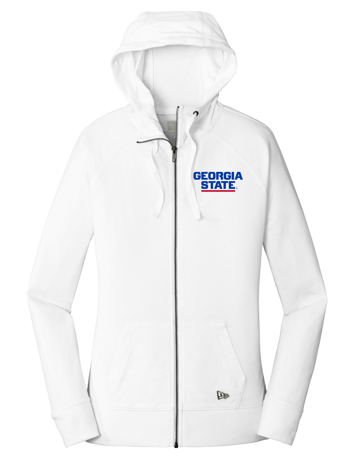 Georgia State Ladies Sueded Cotton Blend Full-Zip Hoodie-White
