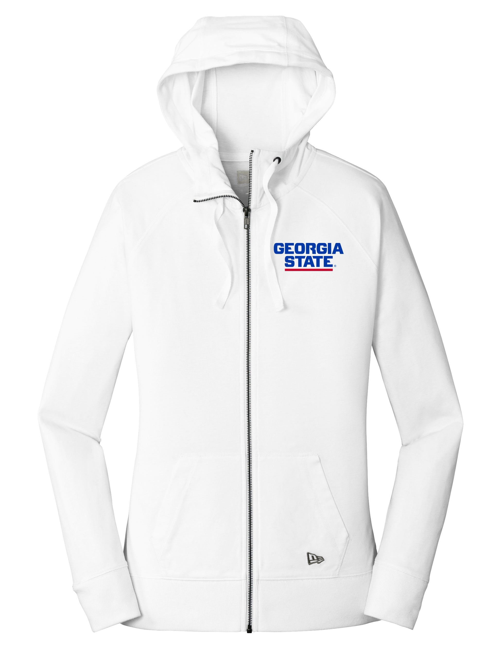 Georgia State Ladies Sueded Cotton Blend Full-Zip Hoodie-White
