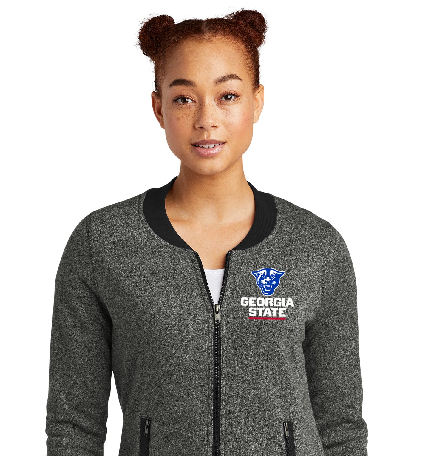 Georgia State Panthers Ladies French Terry Baseball Full-Zip- Black Wist/Black