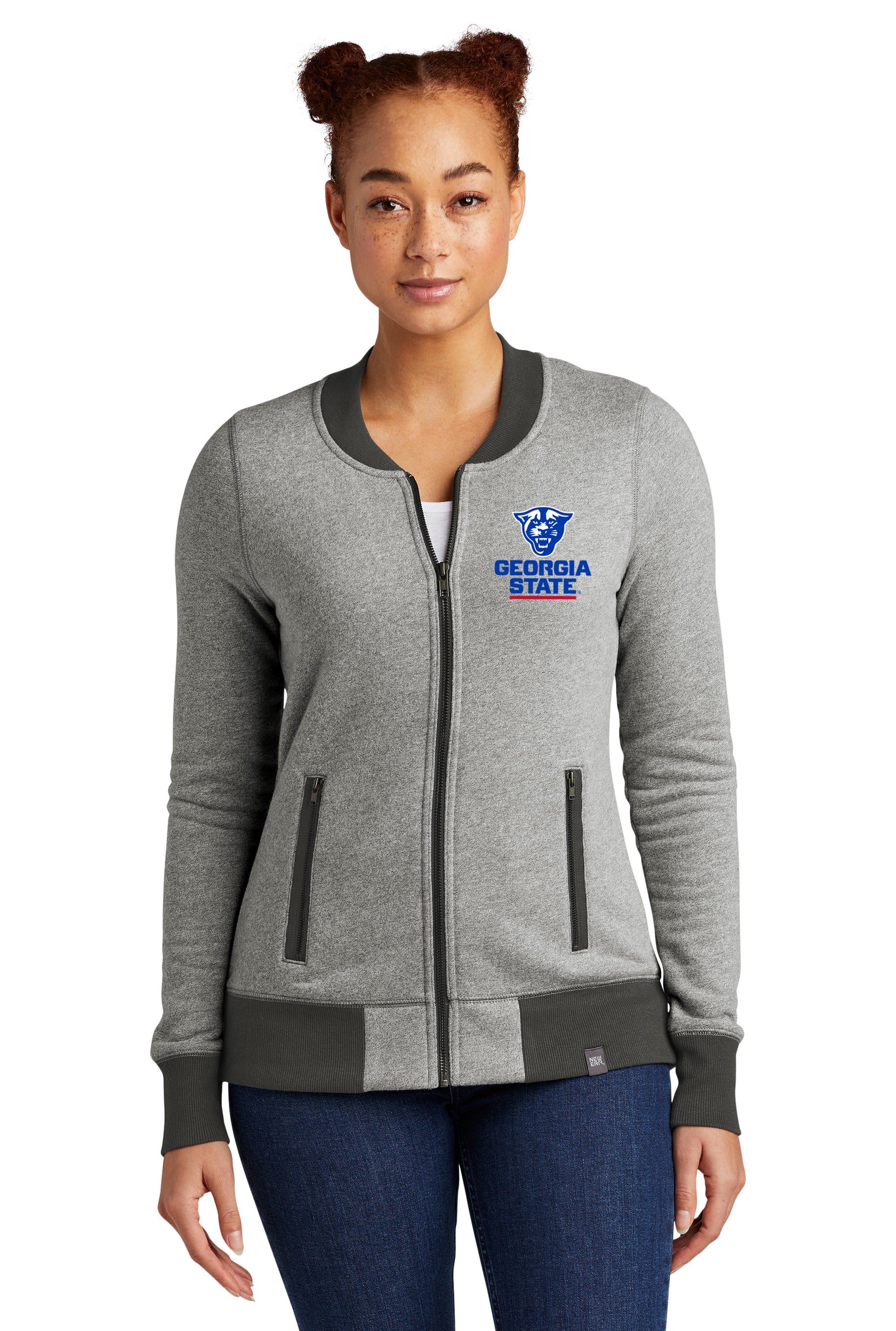 Georgia State Panthers Ladies French Terry Baseball Full-Zip- Light Graphite Twist/Graphite