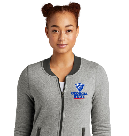 Georgia State Panthers Ladies French Terry Baseball Full-Zip- Light Graphite Twist/Graphite