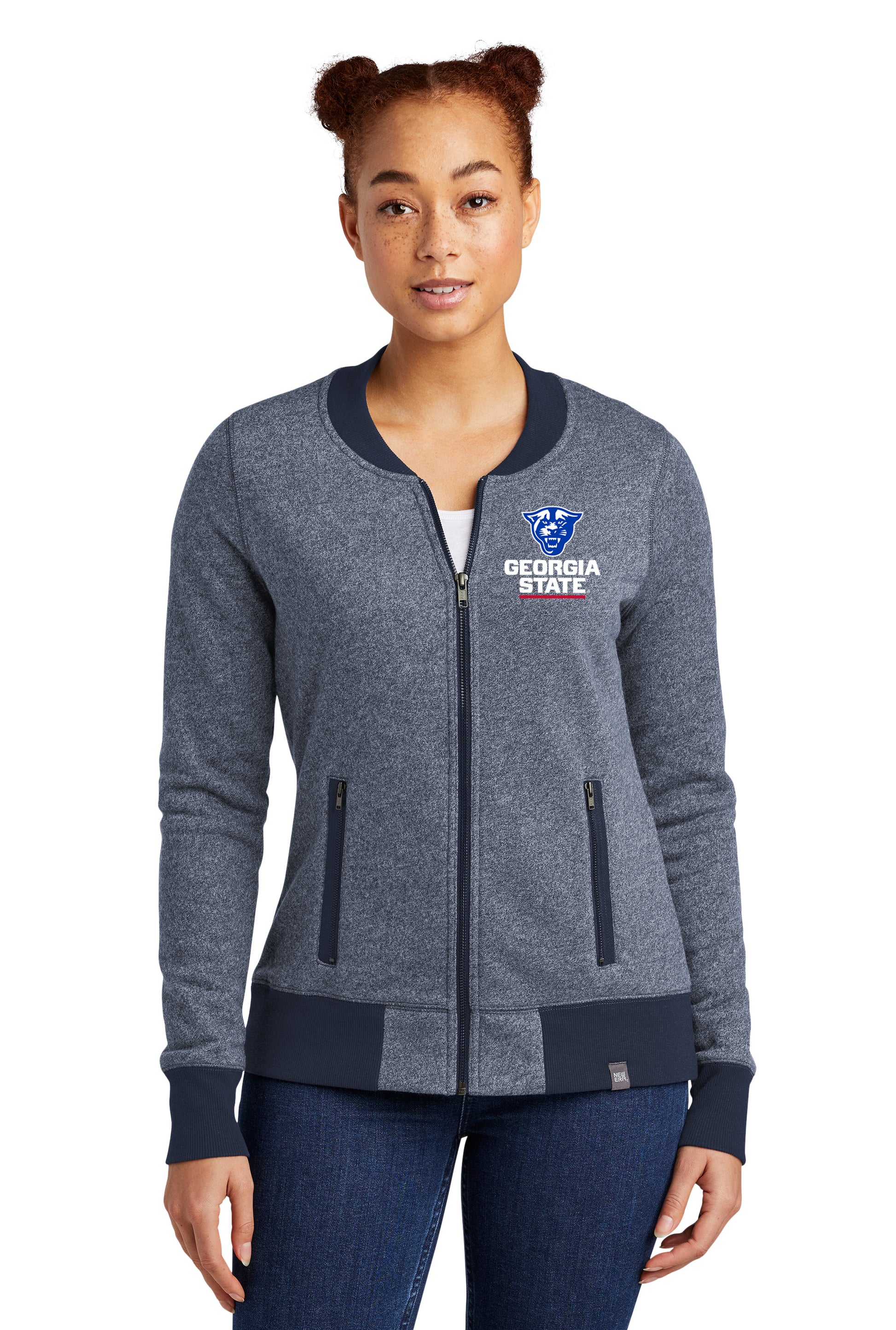 Georgia State Panthers Ladies French Terry Baseball Full-Zip-True Navy Twist/True Navy