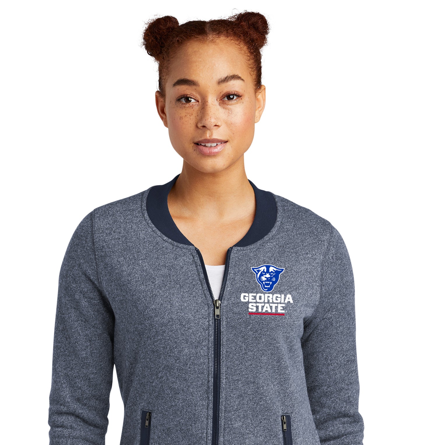 Georgia State Panthers Ladies French Terry Baseball Full-Zip-True Navy Twist/True Navy