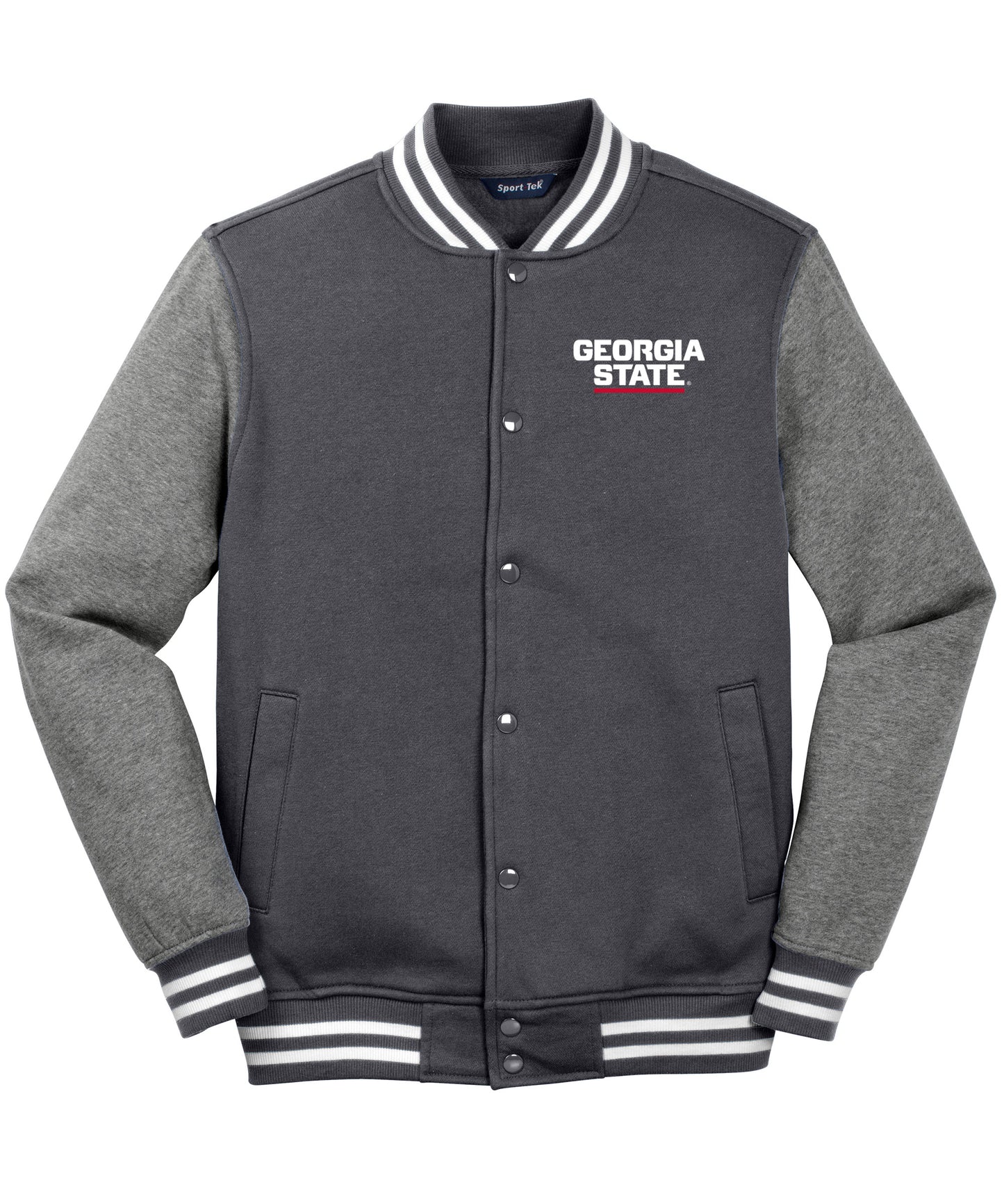 Georgia State Fleece Letterman Jacket-Graphite Heather/ Vintage Heather