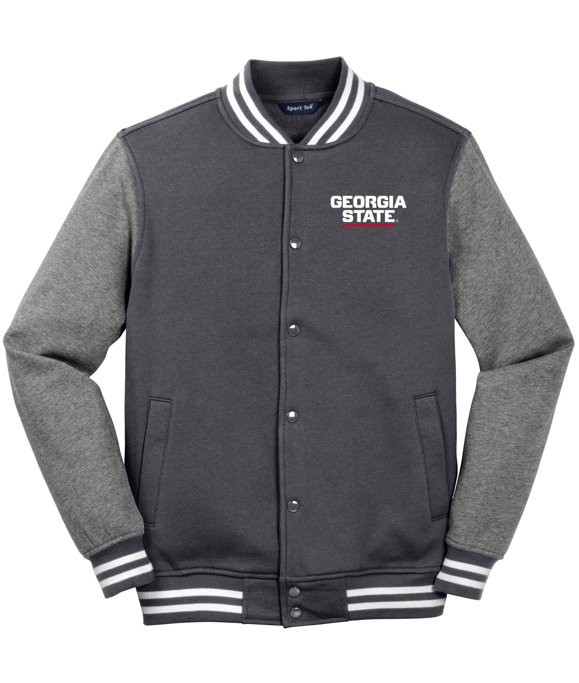 Georgia State Fleece Letterman Jacket-Graphite Heather/ Vintage Heather