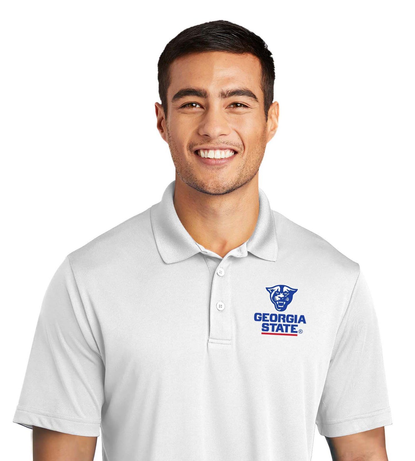 Georgia State Panthers Performance Embroidery Polo-White