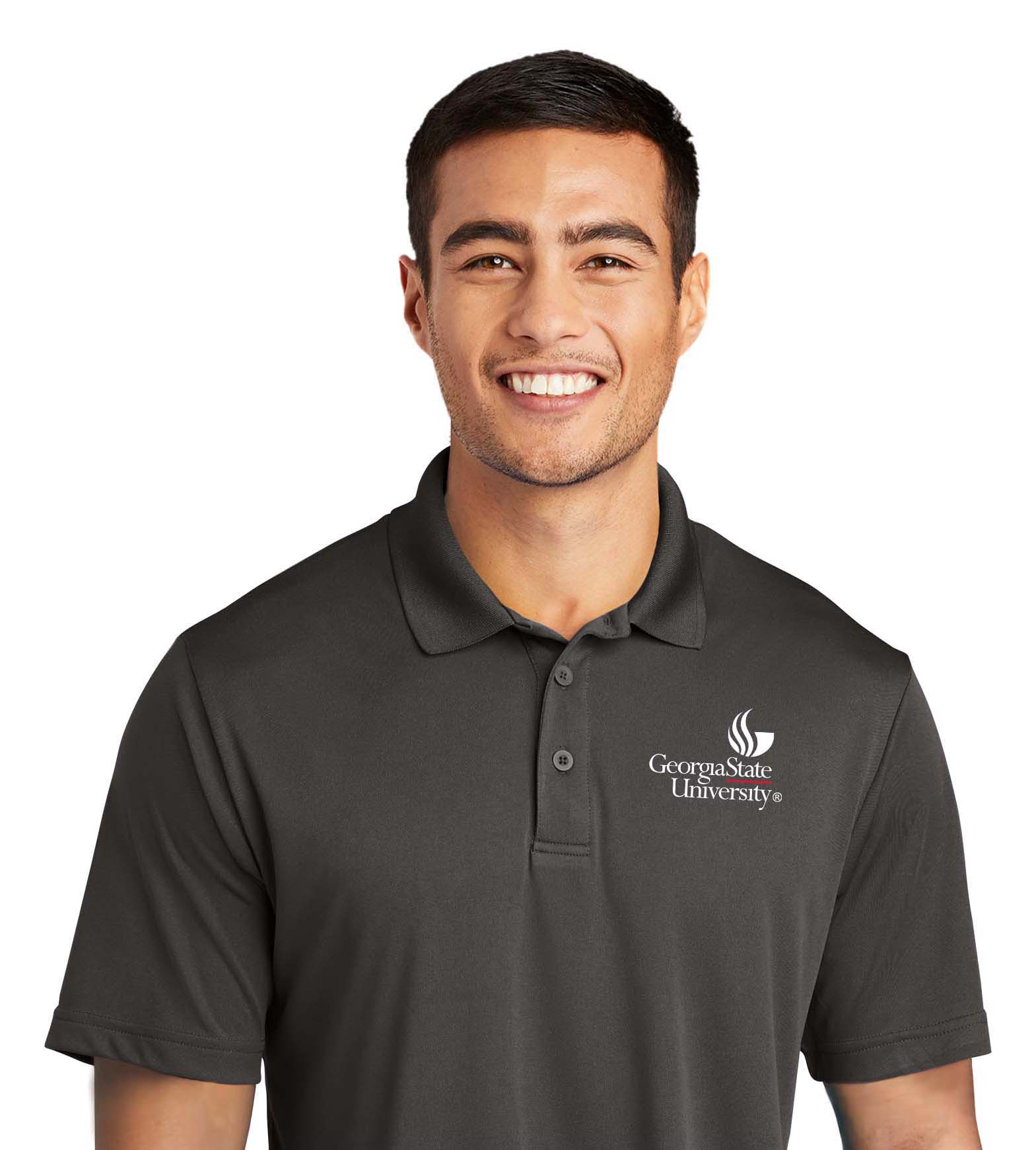 Georgia State University Performance Embroidery Polo-Iron Grey