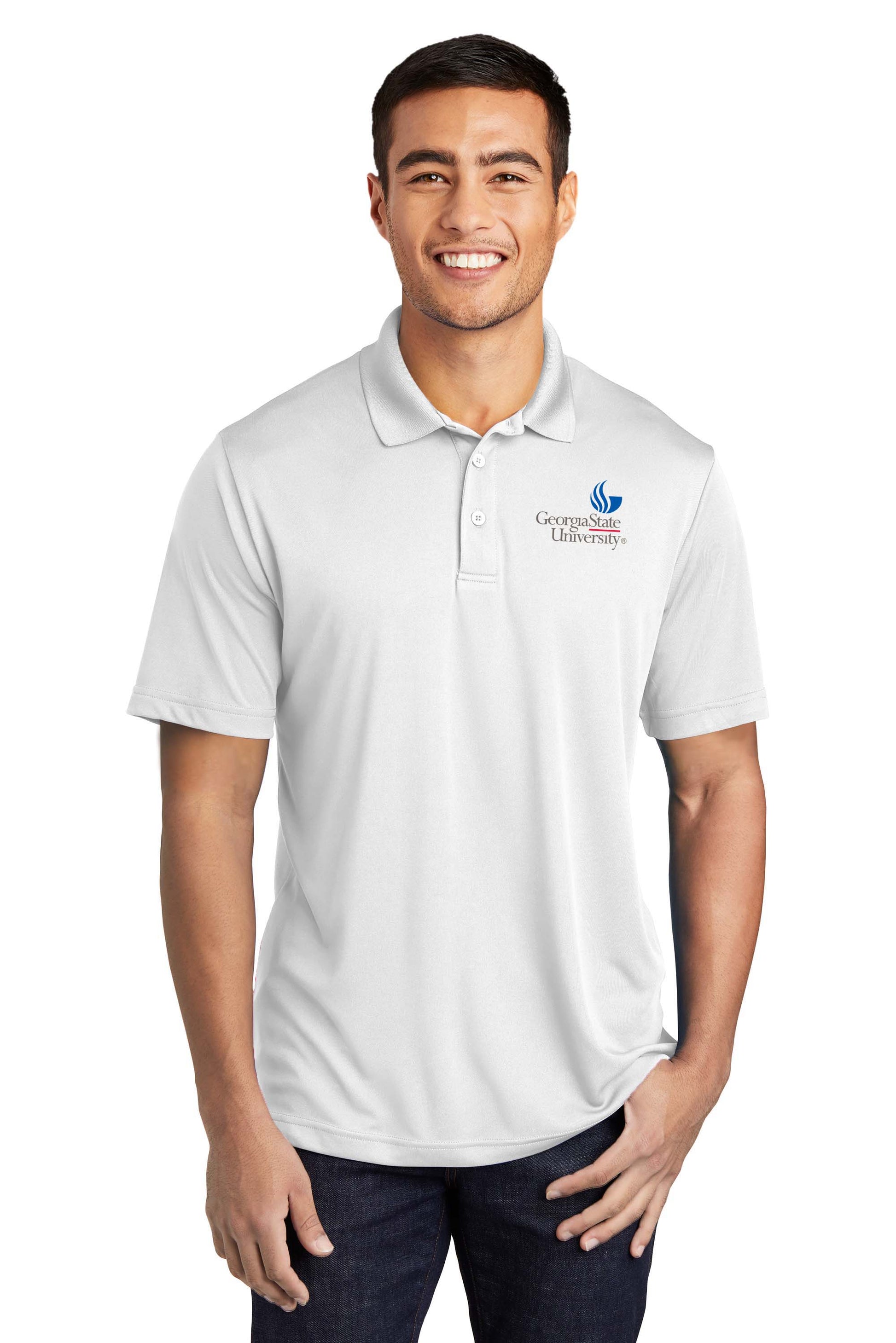 Georgia State University Performance Embroidery Polo-White