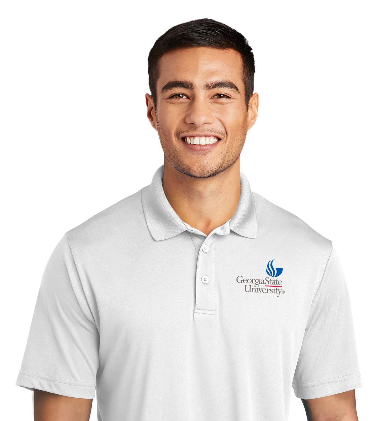 Georgia State University Performance Embroidery Polo-White